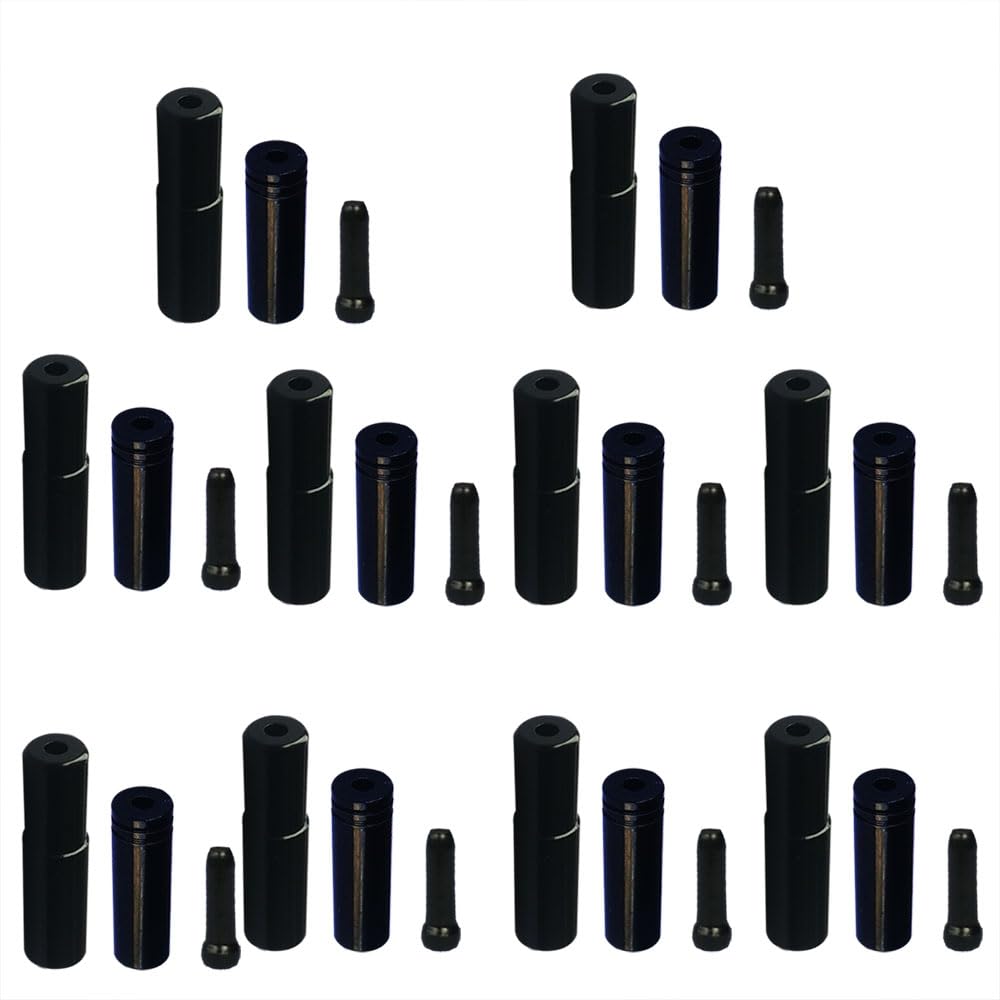 Zetatau Bicycle Bike Brake Cable Tips Caps End Crimp 10 PCs 5 mm Black Alloy Road Mountain + 10 PCs 4 mm Shift Derailleur Cable Tips End + 10 PCs Cable End Crimps (Total 30 PCS)