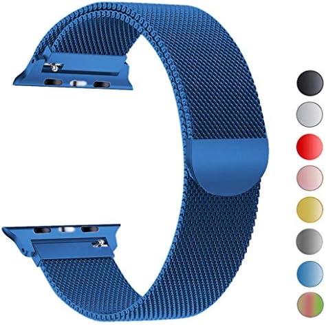 Seoaura Compatible Watch Band 38mm 40mm, Stainless Steel Milanese Loop Replacement Strap with Magnetic Closure Series 4 3 2 1 Sports (Blue, 38mm/40mm)