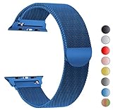 Seoaura Compatible Watch Band 42mm 44mm, Stainless Steel Milanese Loop Replacement Strap with Magnetic Closure Series 4 3 2 1 Sports (Blue, 42mm/44mm)