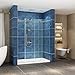 SUNNY SHOWER Sliding Shower Door 64 in. W x 72 in. H Frameless Shower Glass Door Glass Panel Shower Enclosure with 3/8 in. Clear Glass, Brushed Stainless Steel