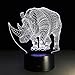 TRADE® 3D Visual Multicolor Gradient Acrylic Animal Rhino LED Touch USB Dual Purpose Base Bedside Illumination Night Light