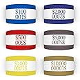 Essential 7.5 x 1.25 Inches 300 Assorted Currency Straps Self Sealing Currency Bundles Bands Money Bill Band Strap (300 Assor
