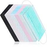 TecUnite 100 Pack Disposable Face Masks Breathable Dust Filter Masks Mouth Cover Masks with Elastic Ear Loop (Multi-Colors A)
