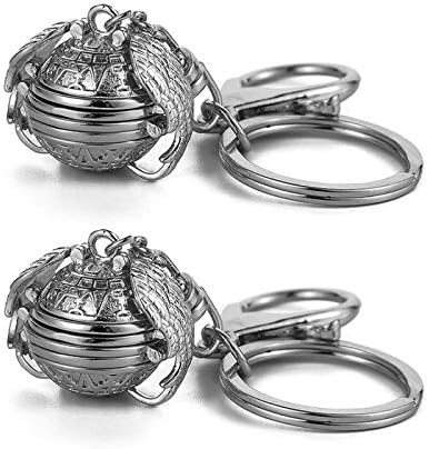 2PCS Expanding Photo Pendant Keychains 4 Photos Locket Key Chain Angel Wing Pendant Memorial Gifts for Him/Her Birthday
