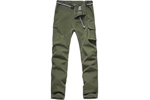 JOMLUN Boy's Fleece Lined Hiking Pants Waterproof Windproof Warm Soft Shell Outdoor Cargo Pants Snow Ski Walking Trousers