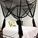 MAGILONA Home 4 Corner Hanging Bed Canopy Cover Net Bedding or Outdoors Netting Fit Twin, Full, Queen, King Bed Protection Bedroom Decorative(Black)