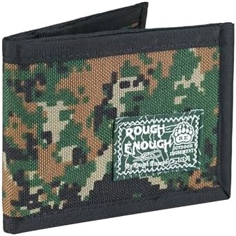 Rough Enough Kids Wallet For Boys - Camo Trifold With Neck Lanyard & Keychain, Blue/Yellow