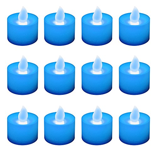 Lumabase 80212 12 Count Battery Operated Tea Lights, Blue