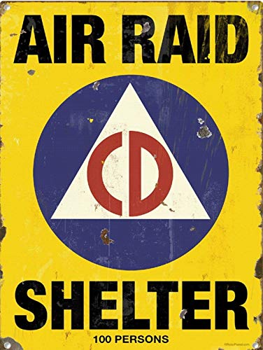 Vintage Retro Reproduction Air Raid Shelter Warning Metal Tin Sign TIN Sign 7.8X11.8 INCH