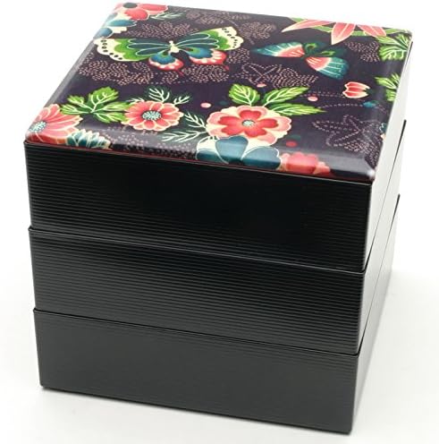 Kotobuki Japanese Jubako Lacquer Box, 3-Tiered, Purple Rakuen Tex #288-117