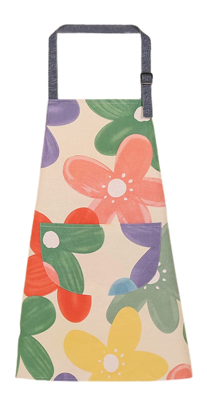 FAIRYGATE Cleaning Apron with Pockets Waterproof Cotton Blend Bib Aprons Adjustable Long Ties Kitchen Cooking for Women Chef Gifts A3916