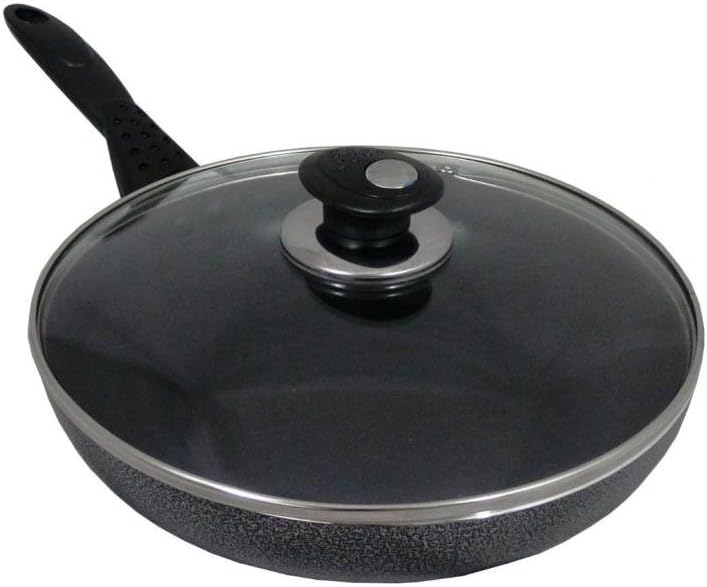 Non-Stick Aluminium Fry Pan Farying Pan High Quality Easy Clean with Glass Lid 28 cm