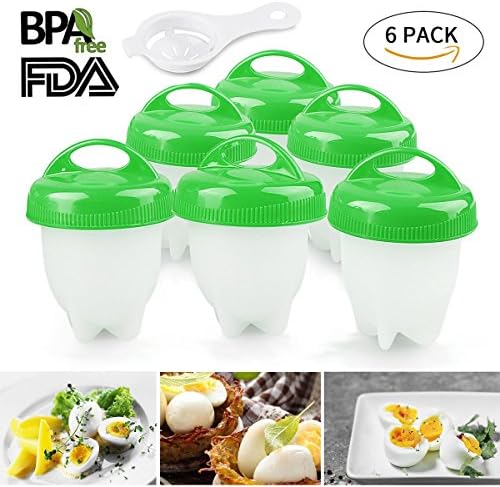 Egglettes Egg Cooker - Hard Boiled Eggs without the Shell, BPA Free, Non Stick Silicone, Poacher, AS SEEN ON TV, 6 Pack by MOOKZZ