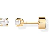 PAVOI 14K Gold Plated 925 Sterling Silver Posts Mini Stud Flat Back Earrings for Women | Helix Cartilage Piercing Jewelry | Dainty Pearl Star Cluster Cubic Zirconia Lotus Climber Screw Backs