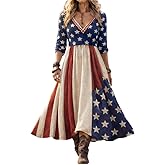 Women's Casual American 250Th Anniversary Commemorative Print Dress Retro USA Flag Dress