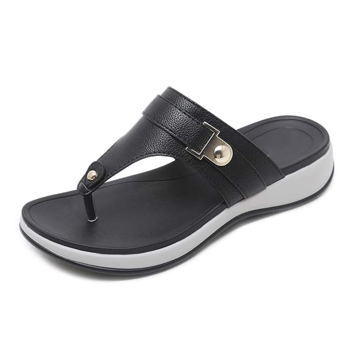 AWSAYS 2019 Frau Sandalen Und Hausschuhe Metall Keil Bequeme Strandschuhe