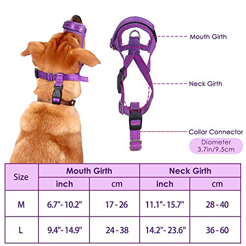 AutoWT Nylon Dog Muzzle, Adjustable Loop, Soft Flannel Padding, Comfortable Breathable Secure Quick Fit Muzzles for Small Medium Large Dog, Prevent from Biting, Chewing and Barking (M, Purple) - Thumbnail 6