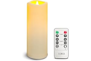 YIWER Waterproof Flameless Candles, 1/5/9/12/18/24/27 Pack Outdoor Battery Operated LED Pillars Candles, Electric Fake Candle Set of 1 with Remote, Halloween, Christmas Decorations