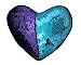 J-hong Mermaid Throw Pillow with Insert,Two-Color Heart Shape Reversible Sequins Decorative Pillow. 13''×15'' (Bright Green+Bright Purple)