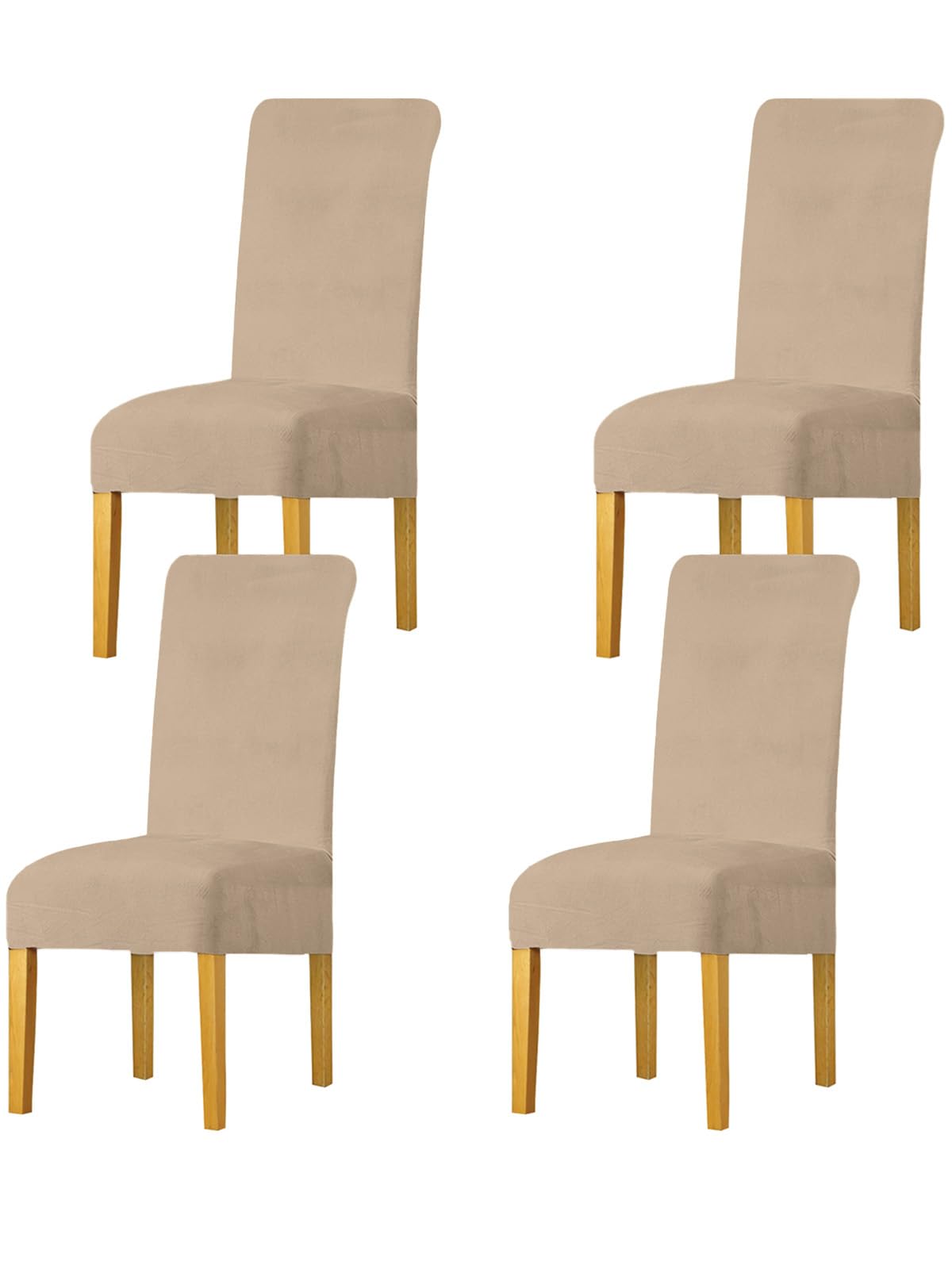 LANSHENG Dining Chair Covers Set of 4, Stretch High Back Chair Seat Protector Slipcovers, Washable Removable Kitchen Chair Covers for Dining Room (Camel, Set of 4)