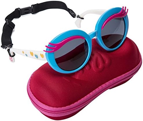 Kids Junior Polarized Sunglasses for Girls Eyelash Plastic Frame Reflective Lenses by Comcl