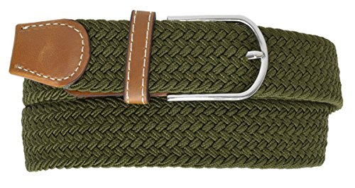 Green Braided Elastic Stretch Belt With Metal Buckle by Marshal
