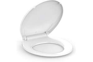 Round Toilet Seat,Soft Close Quiet Toilet Seat Cover with Never Loosen Durable Toilet Lid Easy to Install & Clean, Polypropyl