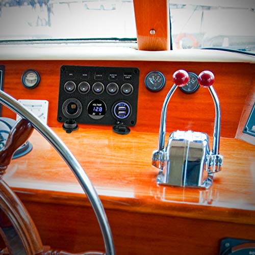 Kohree 4/5/6 Gang Marine Boat Rocker Switch Panel, 12V Waterproof RV