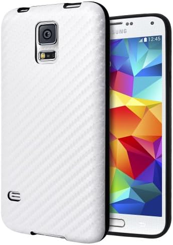 Cimo Samsung Galaxy S5 Case [Edurus Series] Premium Carbon Fiber TPU Cover for Galaxy S5 / Galaxy SV / Galaxy S V (2014) - White