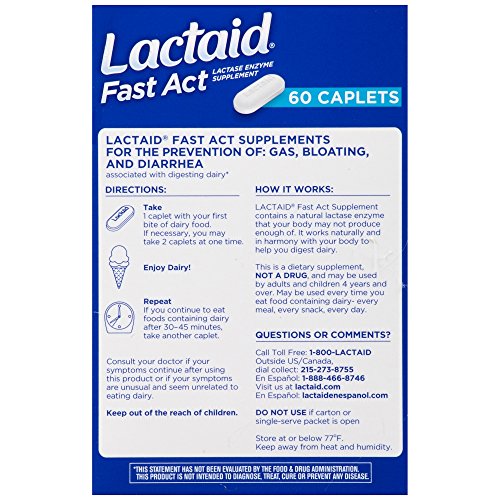 Lactaid Fast Act Lactose Intolerance Relief Pills, 60 singledose