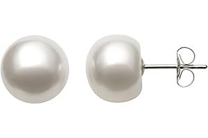 BELACQUA Sterling Silver AAA Quality White Cultured Freshwater Pearl Stud Earrings