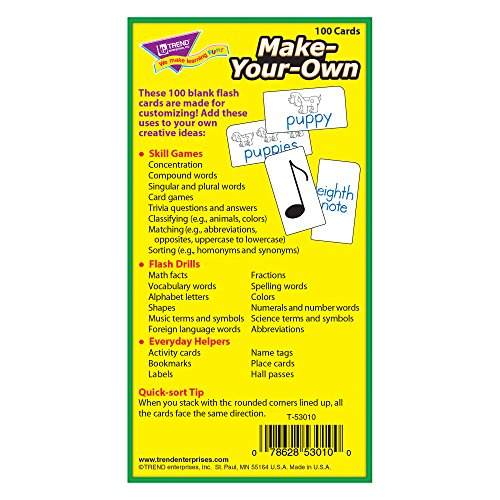 Make-Your-Own Skill Drill Flash Card Game (100 Pack)