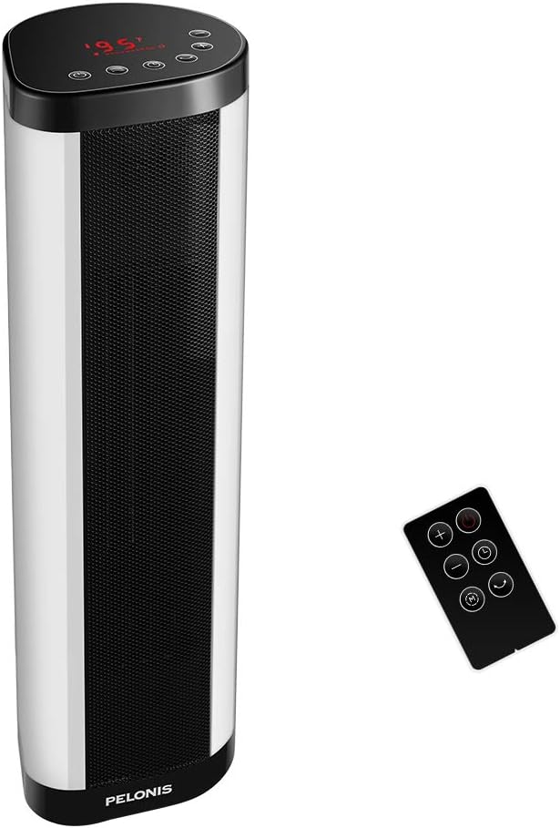 Space Heater, 1500W Internal Oscillating Instant Heating Electric Heater, Portable Tower Heater with Thermostat, 24Hr Programmable Timer, Safety Overheat Protection for Indoor, Home, Office