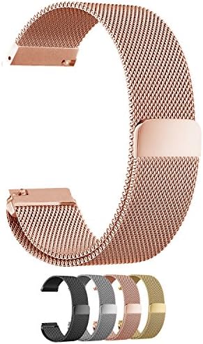 Cbin Quick Release Bracelet - Choice of Color and Width 14mm / 16mm / 18mm / 20mm / 22mm / 24mm Stainless Steel Fully Magnetic Closure Milanese Watch Bands for Men and Women (14mm, Rose gold)
