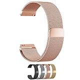Cbin Quick Release Bracelet - Choice of Color and Width 14mm / 16mm / 18mm / 20mm / 22mm / 24mm Stainless Steel Fully Magnetic Closure Milanese Watch Bands for Men and Women (16mm /, Rose gold)