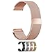 Cbin Quick Release Bracelet - Choice of Color and Width 14mm / 16mm / 18mm / 20mm / 22mm / 24mm Stainless Steel Fully Magnetic Closure Milanese Watch Bands for Men and Women (16mm /, Rose gold)