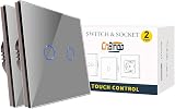CNBINGO 2-Way Touch Light Switch 2-Gang Glass Panel Backlit 240V 800W