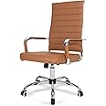 Okeysen Ergonomic Office Desk Chair, Ribbed Leather Modern Conference Room Chairs, Executive Adjustable Swivel Rolling Chair for Home & Office.