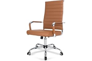LEPDEP Okeysen Ergonomic Office Desk Chair, Ribbed Leather Modern Conference Room Chairs, Executive Adjustable Swivel Rolling Chair for Home & Office.