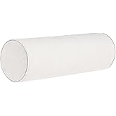 Velvetcossy Cylinder Round Memory Foam Support Pillows Cervical Neck Roll Pillow with Pillowcase Soft, Comfortable and Breathable for Sleeping, Chair, Car, Sofa,Travel (White, 18x6)