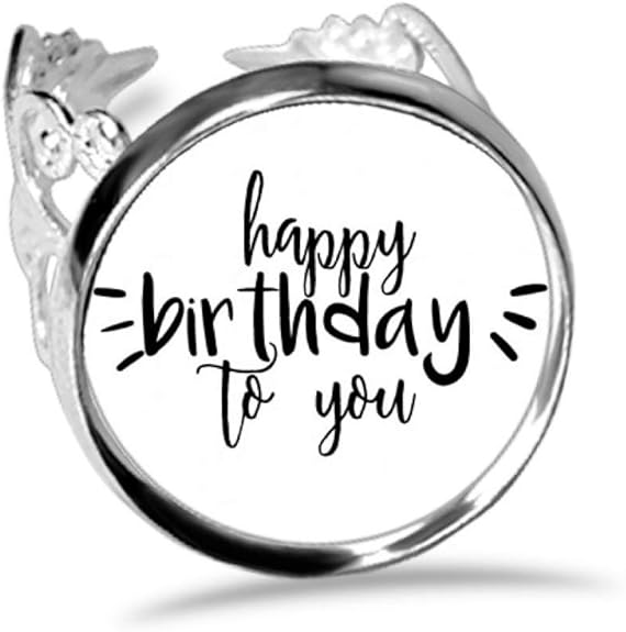 DIYthinker Happy Birthday Celebrate Quote Ring Adjustable Love Wedding