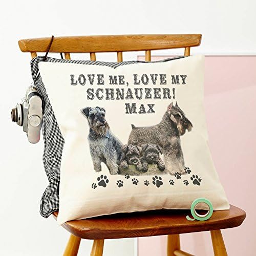 Personalised Schnauzer Love My Dog Vintage Cushion Custom Scatter Pillow Cover Gift 40cm X 40cm With Insert Pad Add Dogs Name Amazon Co Uk Kitchen Home