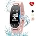 Kingkok Elegant Waterproof Fitness Tracker for Women Smart Bluetooth Pedometer Watch Band Multi-Mode Wireless Activity Tracker Bracelet [Rosegold]