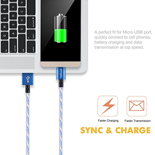 Micro USB Cable, Bestfy 6Pack 6FT Micro USB to USB Charging Cable, Fast Speed Charging & Syncing Cable for Samsung / Sony / Nokia / Nexus / HTC / Blackberry / Android / Windows and More(Blue & White)