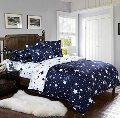 QSEVEN Duvet Cover Bedding Sets, 3pcs Elegant Lightweight Microfiber Set Star Design Fiber Soft Zipper Pillowcase Protects and Covers for Kids Child Teens Adult