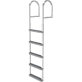 MEIGESI 500 lbs Dock Ladder&mdash;5 Steps,Aluminum,Non-Slip Step,Removable Design | Solid Aluminum Alloy,Non-Slip Wide PP Steps,Removable in Seconds,Fits Tight Spaces for Dock, Pool, Lake or Boat.