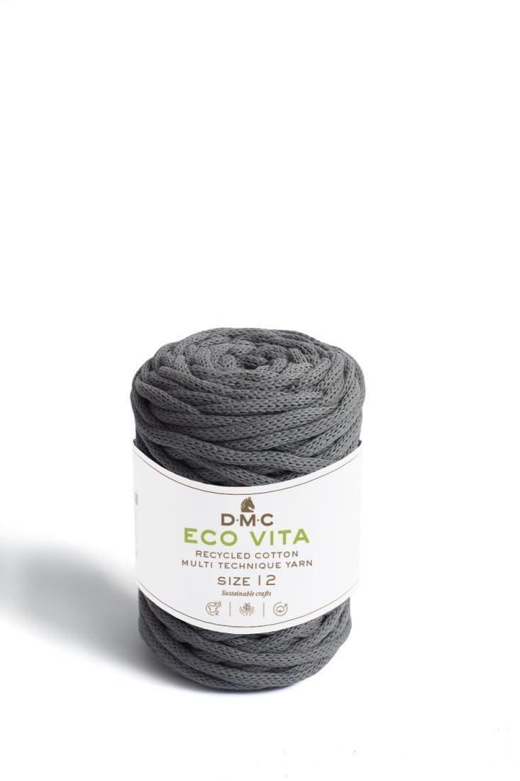 DMC Eco Vita 12, Crochet Knitting Macrame Yarn, Dark Grey (12), 250g