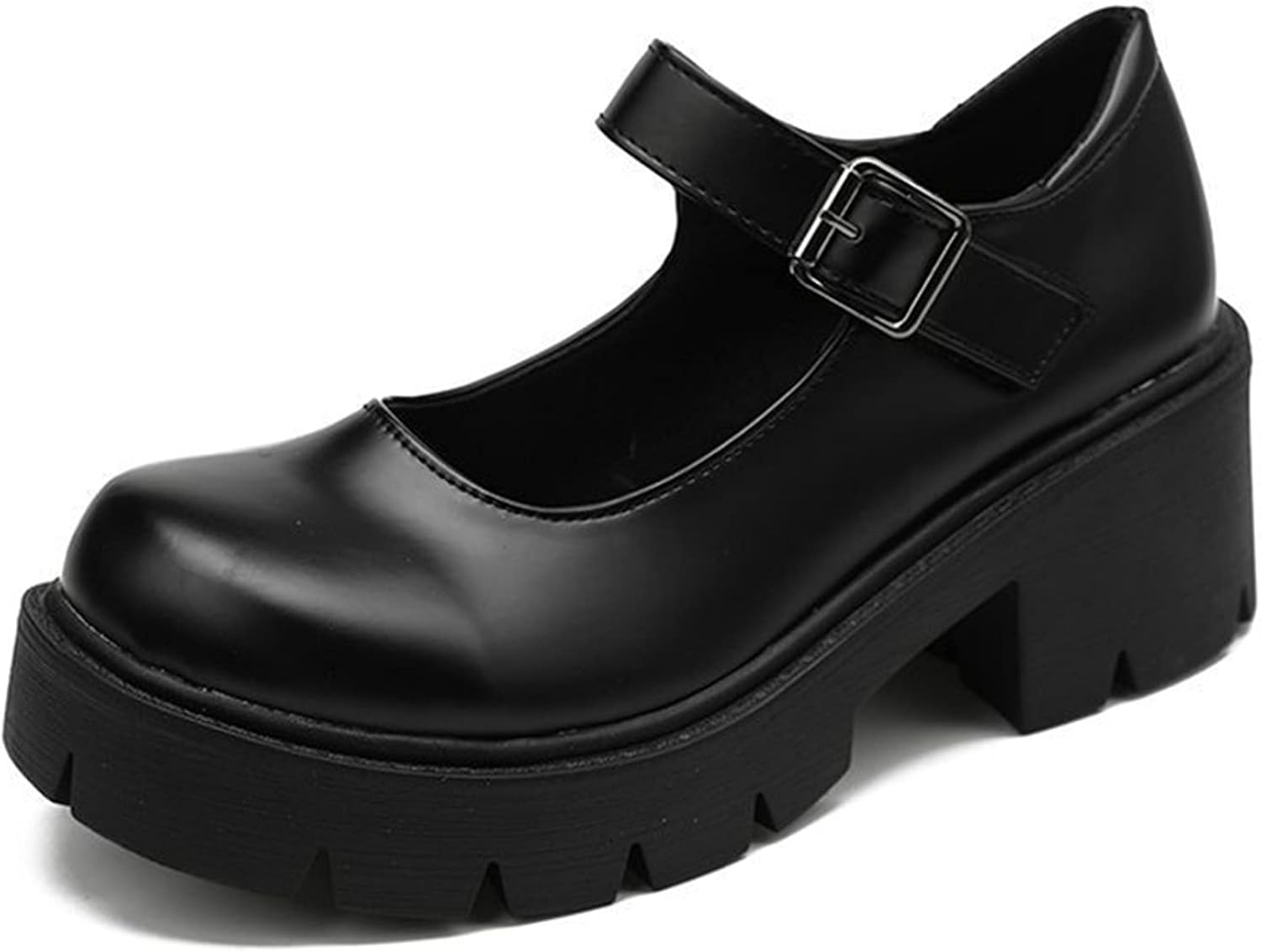 Women Mary Jane Shoes Classic College Style Retro Buckle Strap Platform