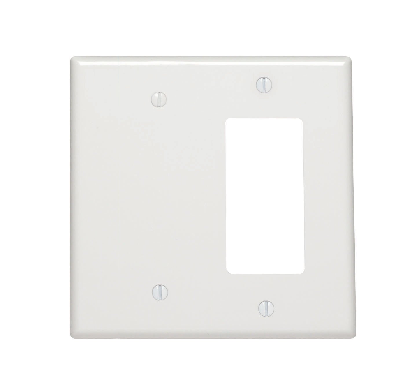 Photo 1 of Leviton 2-Gang 1-Blank 1-Decora/GFCI Combination, Midway Size, Thermoset, 80608-W, White