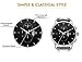 BUREI Men's Day Date Chronograph Wrist Watches Analgo Stainless Steel Quartz with Black Leather Strap